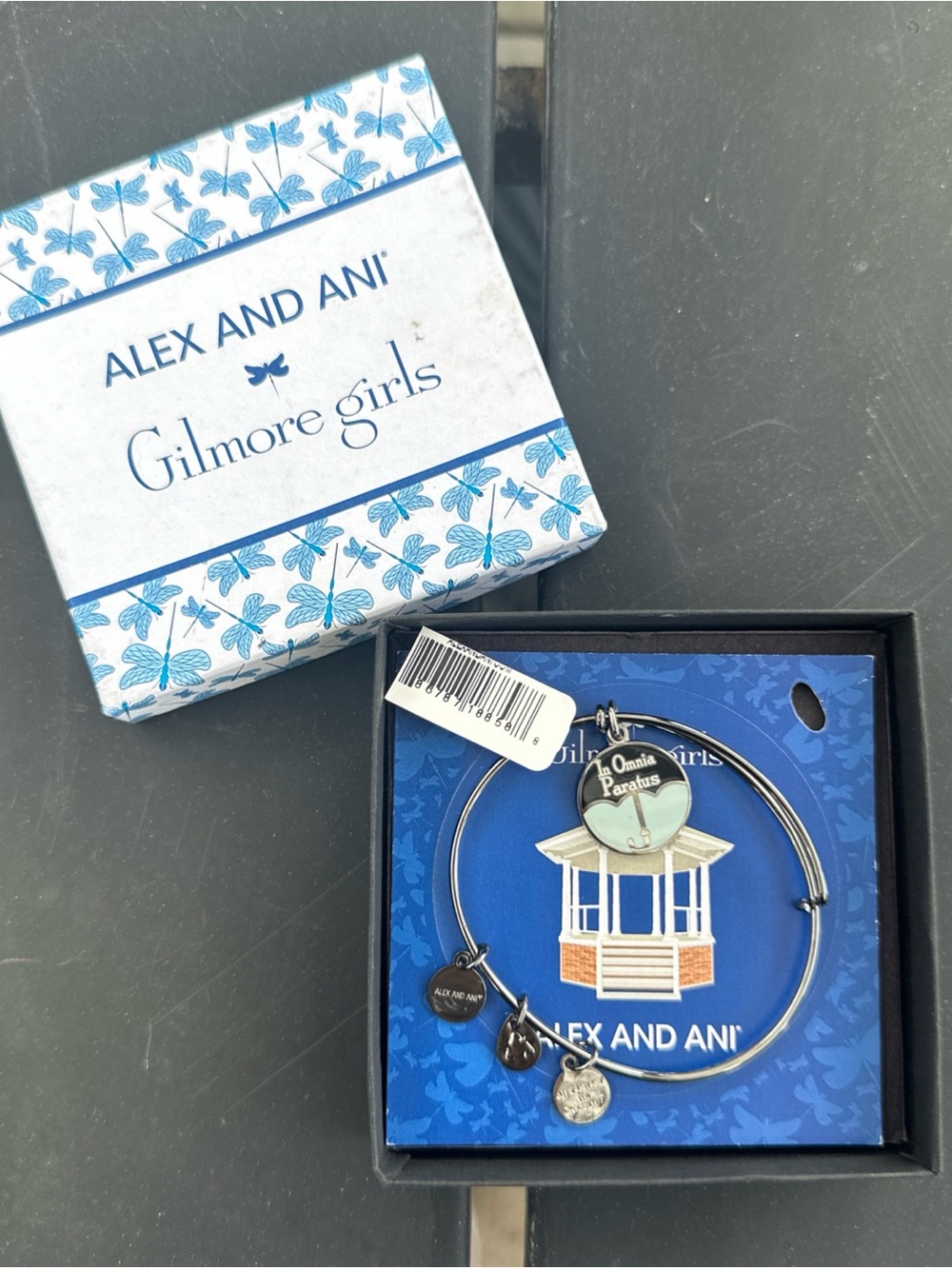 Alex and Ani GILMORE GIRLS IN OMNIA PARATUS Bangle NEW Card & Box Charms